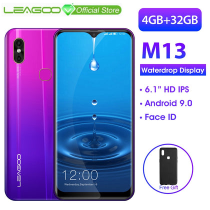 LEAGOO M13  Android 9.0 Smartphone 6.1'' HD  IPS Waterdrop Display 4GB RAM 32GB ROM MT6761 3000mAh Dual Cams 4G Mobile Phone