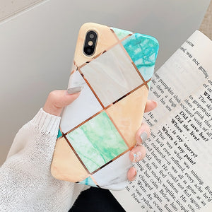 LOVECOM Geometric Marble Phone Cases For iPhone 11 Pro Max XR XS Max 6 6S 7 8 Plus X Soft IMD Electroplated Back Cover Coque